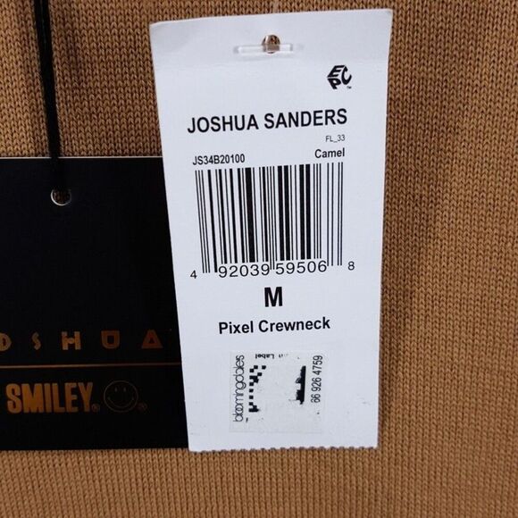 JOSHUA SANDERS Sweater Mens Medium Tan PIXEL Crew Smiley Face 100% Wool $351 - Picture 5 of 9